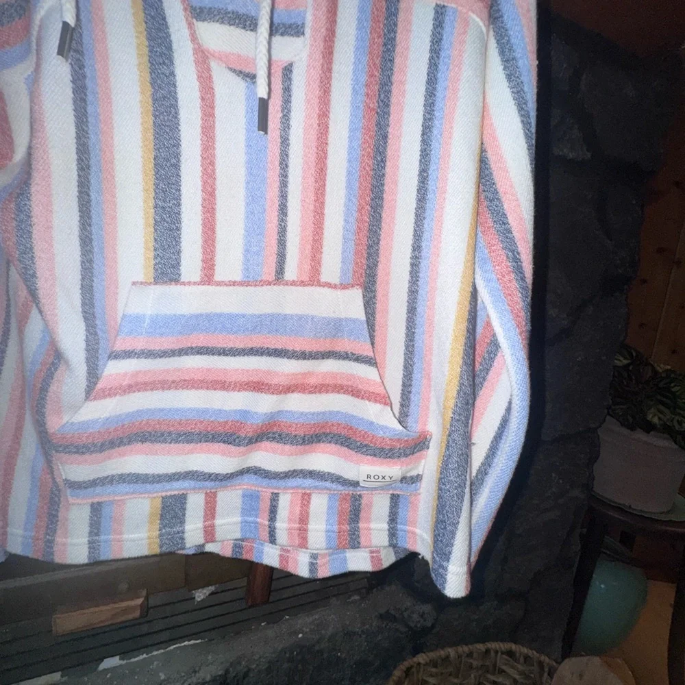 Roxy Size Medium Multicolor Striped Women's Hoodie sweatshirt pullover - Picture 9 of 11